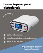 Fuente de Poder para Electroforesis 0–600V | 4 Salidas Independientes | Pantalla Táctil LCD | Alta Precisión CV/CC/CP