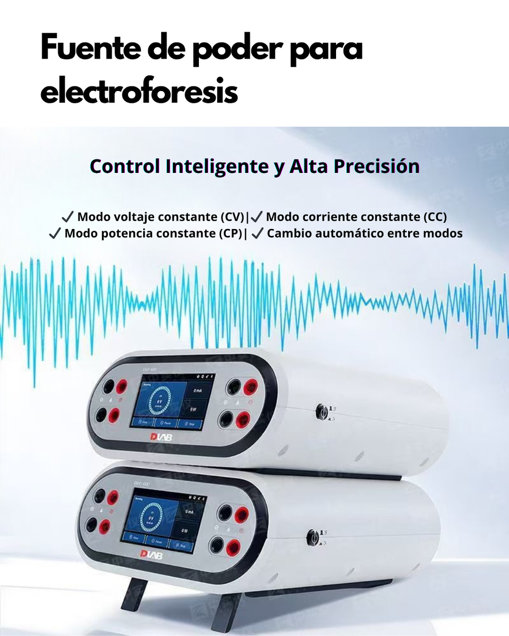 Fuente de Poder para Electroforesis 0–600V | 4 Salidas Independientes | Pantalla Táctil LCD | Alta Precisión CV/CC/CP