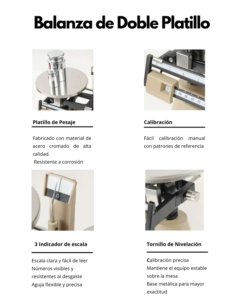 Balanza de Doble Platillo 2000 g | Precisión 0.1 g | Doble Escala | Platillos de Acero | Uso Educativo y Laboratorio