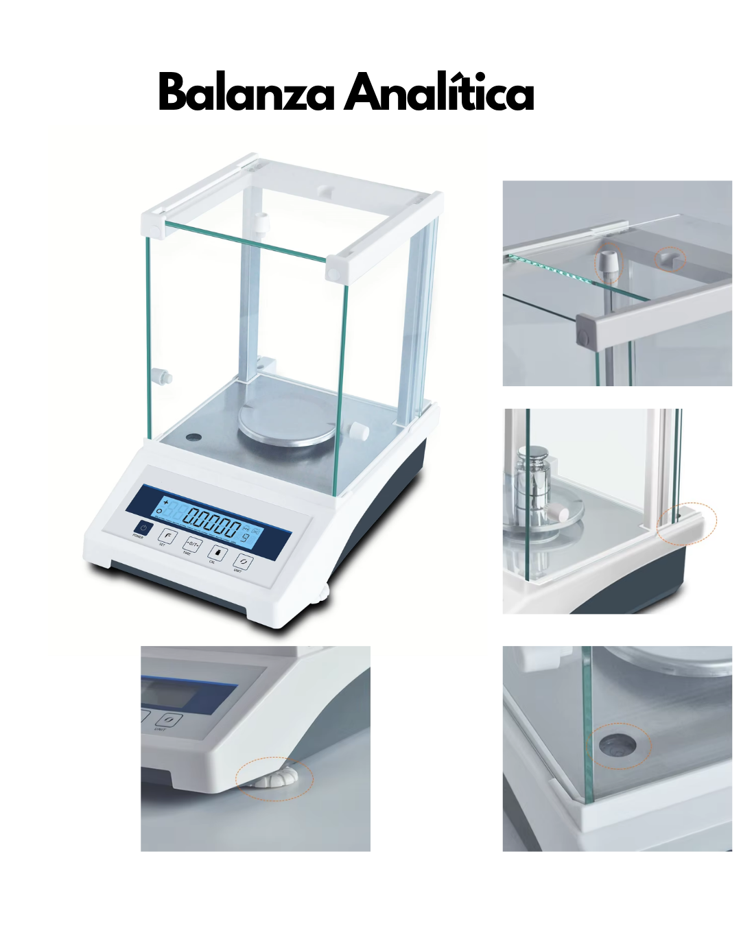 Balanza Analítica 220 g | Resolución 0.1 mg | Pantalla LCD | Calibración Externa | Alta Precisión para Laboratorio Imagen principal del producto