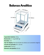 Balanza Analítica 220 g | Resolución 0.1 mg | Pantalla LCD | Calibración Externa | Alta Precisión para Laboratorio