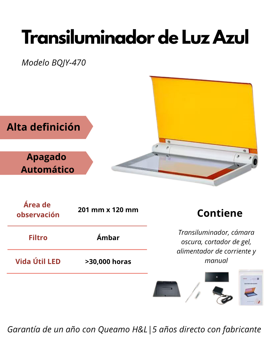 Transiluminador de Luz Azul para Electroforesis | Visualizador de ADN, ARN y Proteínas Imagen principal del producto
