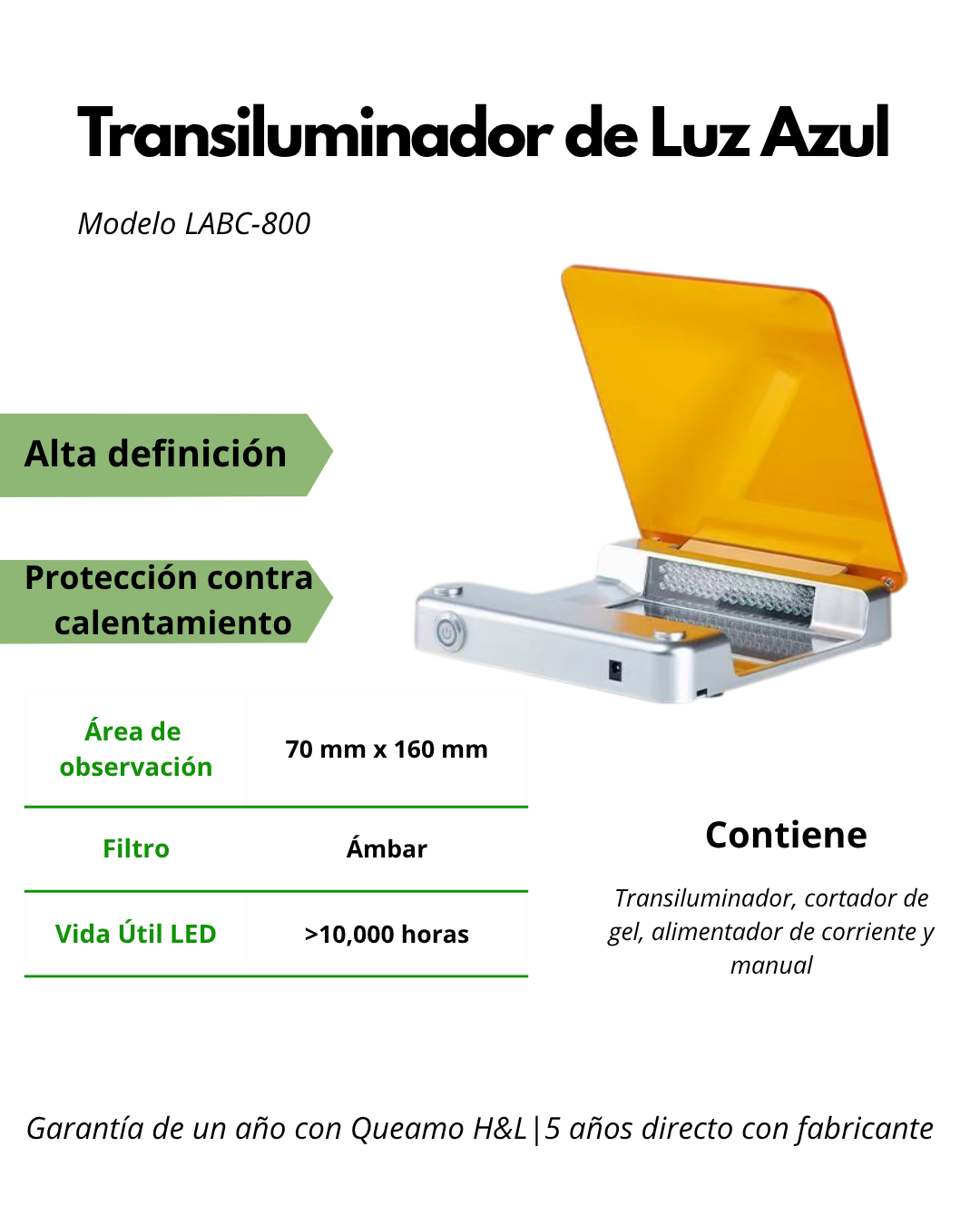 Transiluminador de Luz Azul para Electroforesis | Visualizador de ADN, ARN y Proteínas