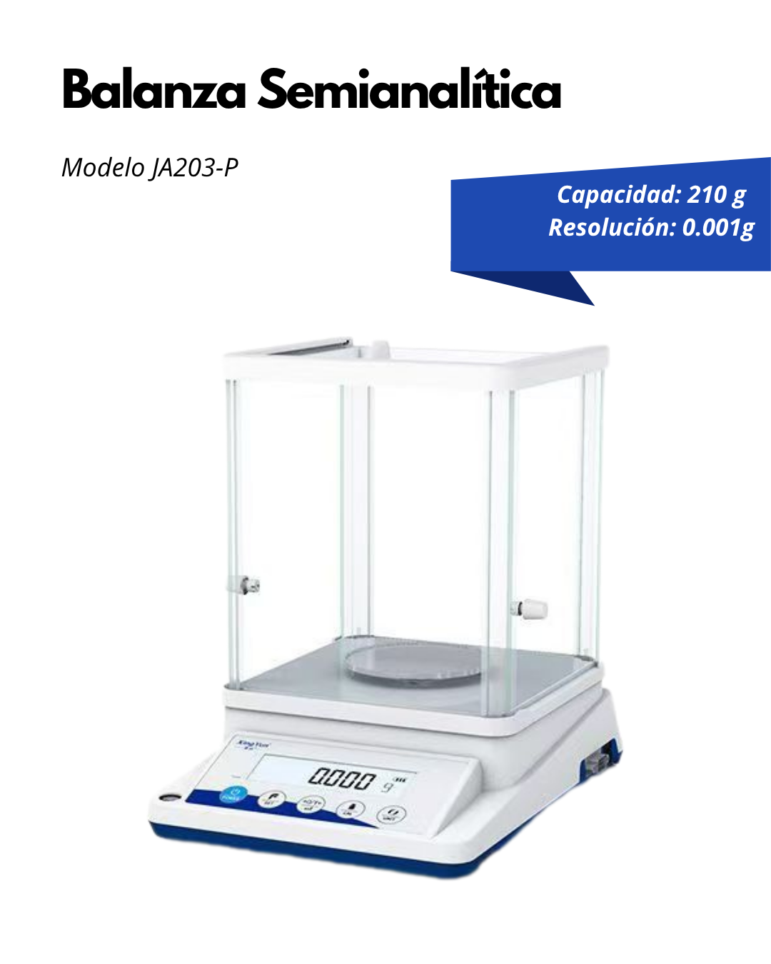 Balanza Semianalítica Digital 210 g x 0.001 g con Cabina Antiviento | JA203-P