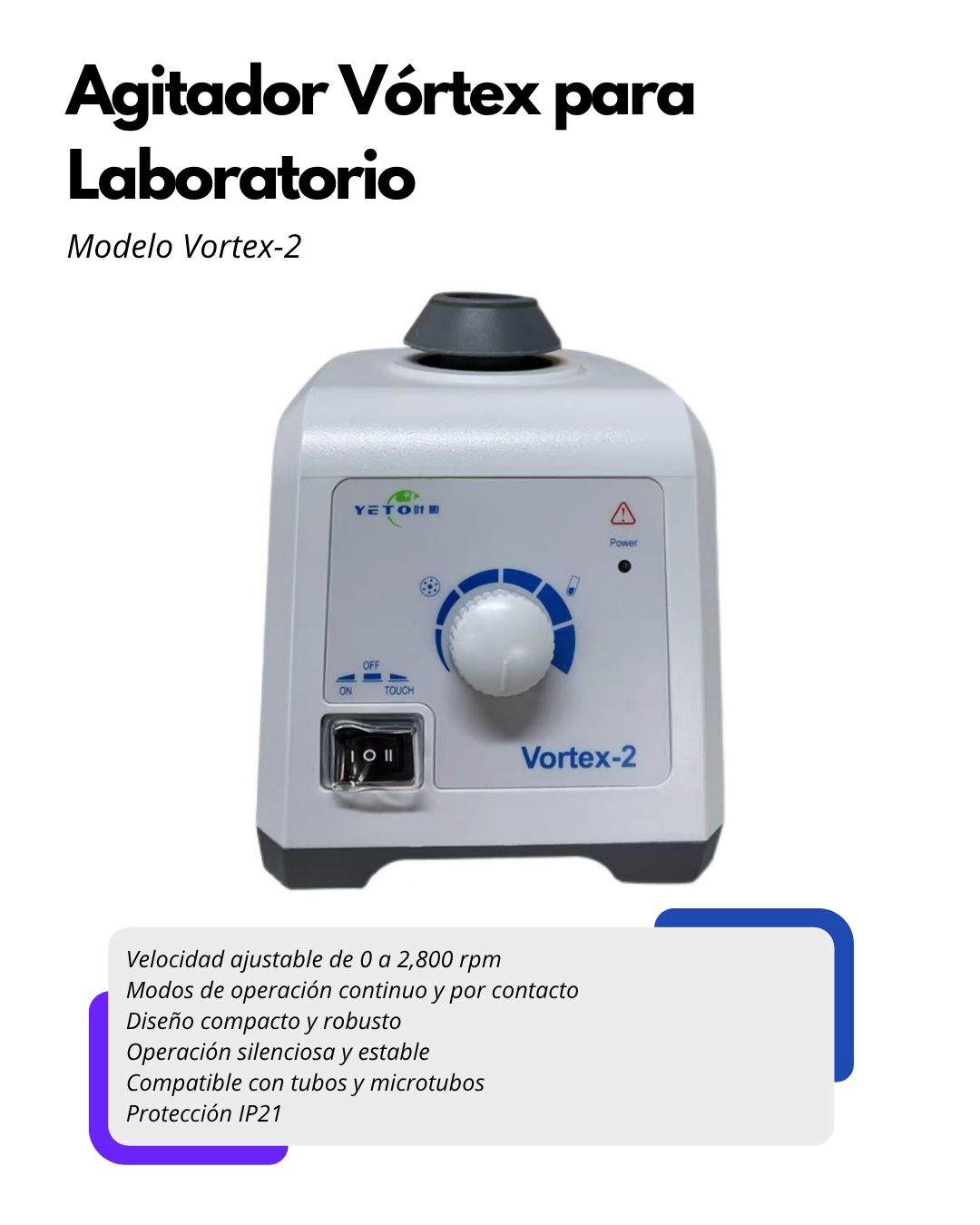 Agitador Vórtex para Laboratorio 0–2800 rpm | Vortex-2 Imagen principal del producto