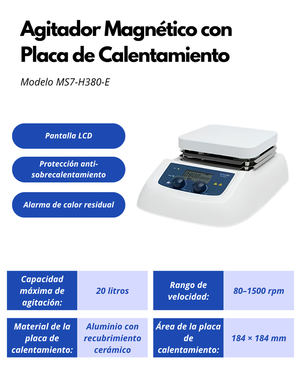Agitador Magnético con Placa de Cerámica de Calentamiento 20 L