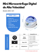 Mini Microcentrífuga Digital 12000 rpm para PCR y Laboratorio