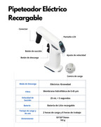 Pipeteador Eléctrico Recargable | Compatible con Pipetas de 1 a 25 mL