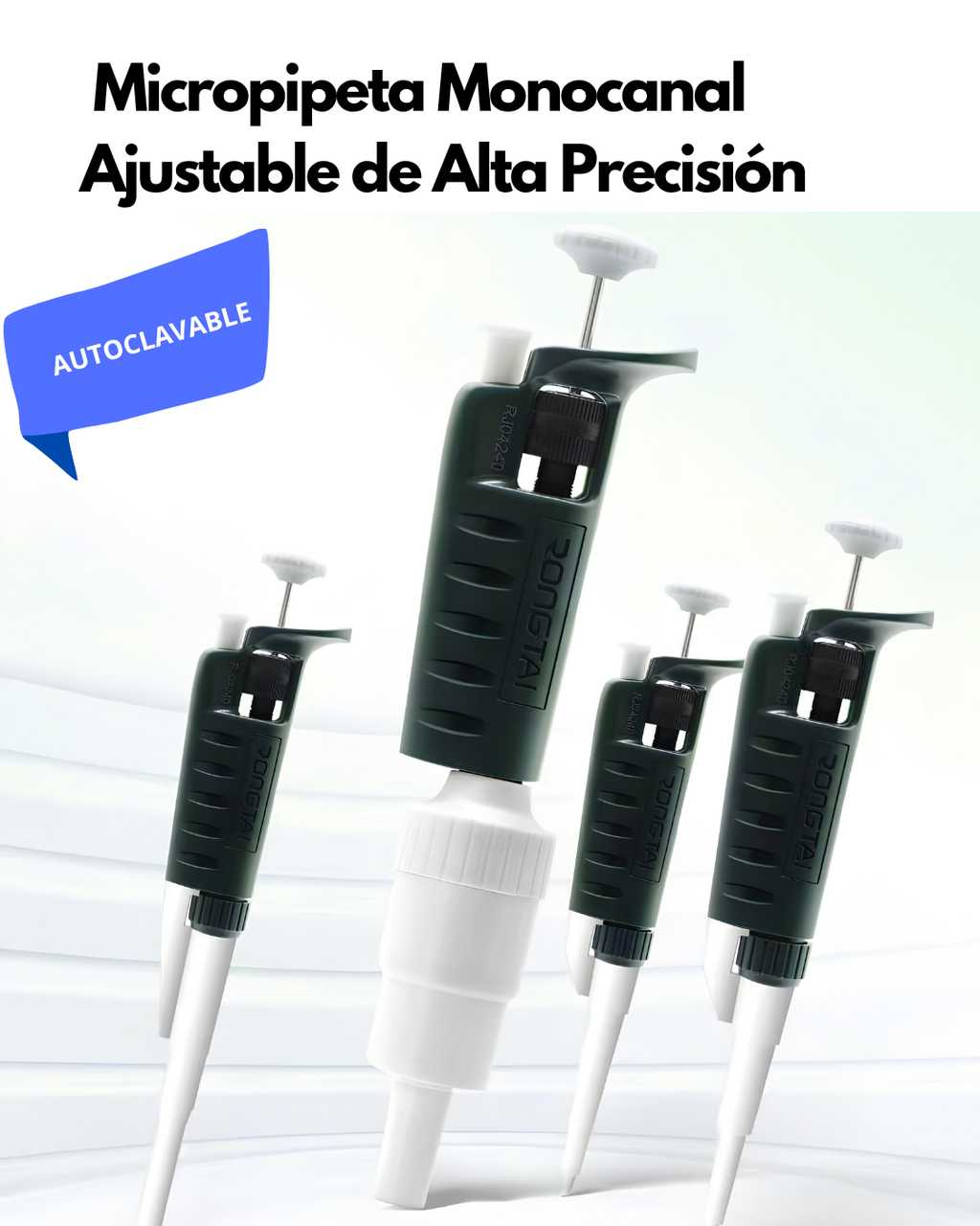 Micropipeta Monocanal Ajustable Autoclavable | Alta Precisión 0.2 μL a 10 mL