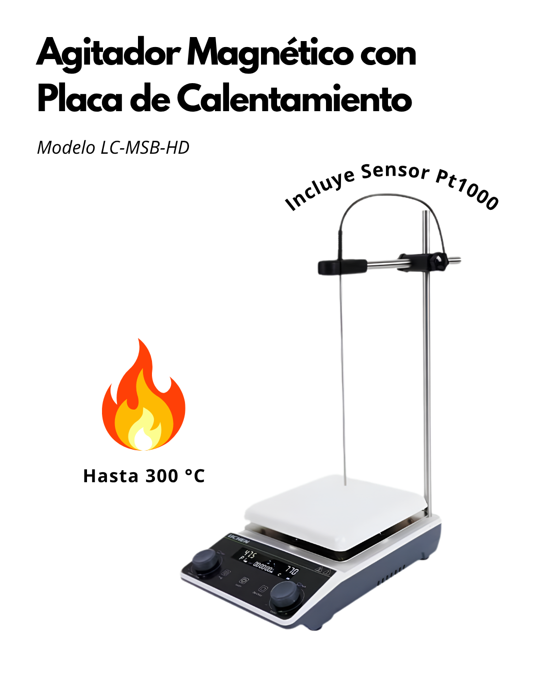 Agitador Magnético con Placa de Calentamiento LC-MSB-HD | 5 L, 300 °C y Sensor Pt1000