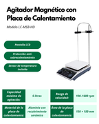 Agitador Magnético con Placa de Calentamiento LC-MSB-HD | 5 L, 300 °C y Sensor Pt1000