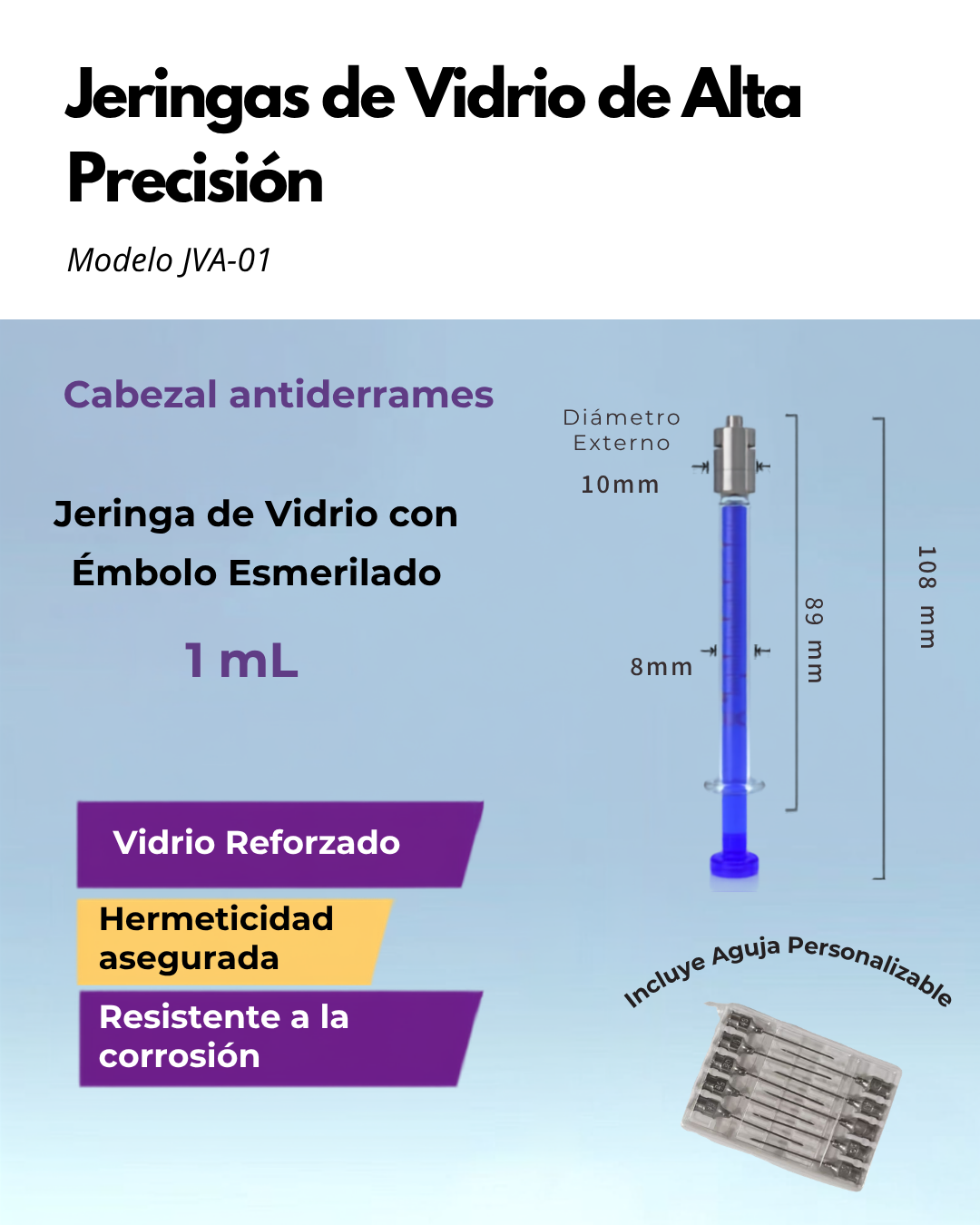 Jeringas de Vidrio de Alta Precisión con Émbolo Esmerilado Imagen principal del producto
