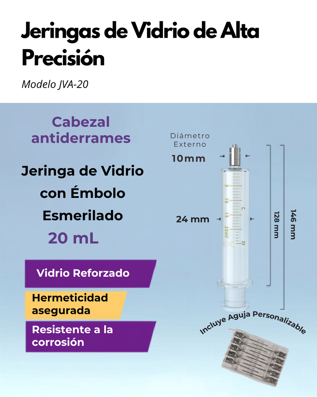 Jeringas de Vidrio de Alta Precisión con Émbolo Esmerilado