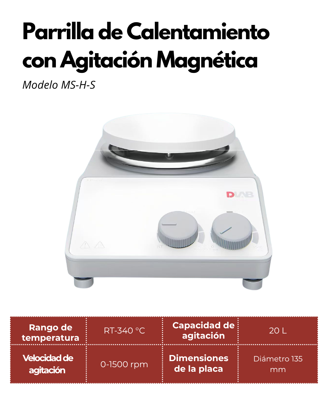 Parrilla de Calentamiento con Agitación Magnética 20L| 340 °C| MS-H-S