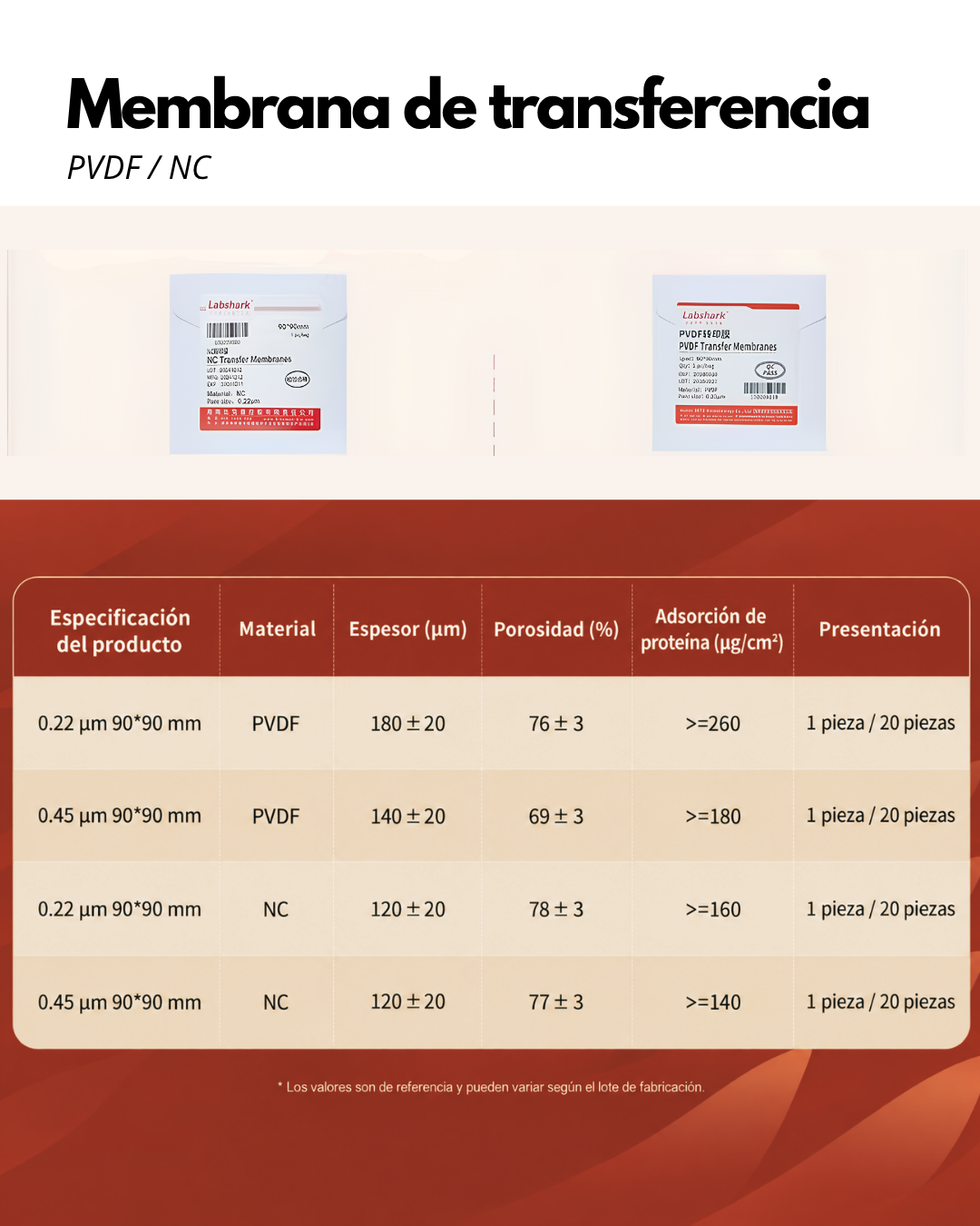 Membrana PVDF y NC para Western Blot | 0.22 y 0.45 µm