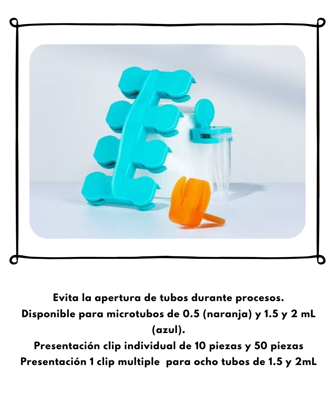 Clip Protector para Microtubos de Centrífuga 0.5, 1.5 y 2 mL | Seguro Antiexplosión
