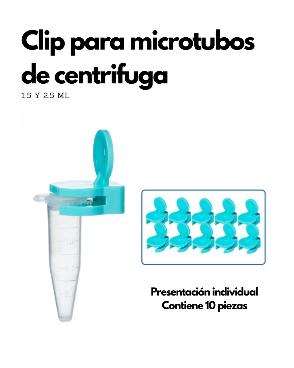 Clip Protector para Microtubos de Centrífuga 0.5, 1.5 y 2 mL | Seguro Antiexplosión