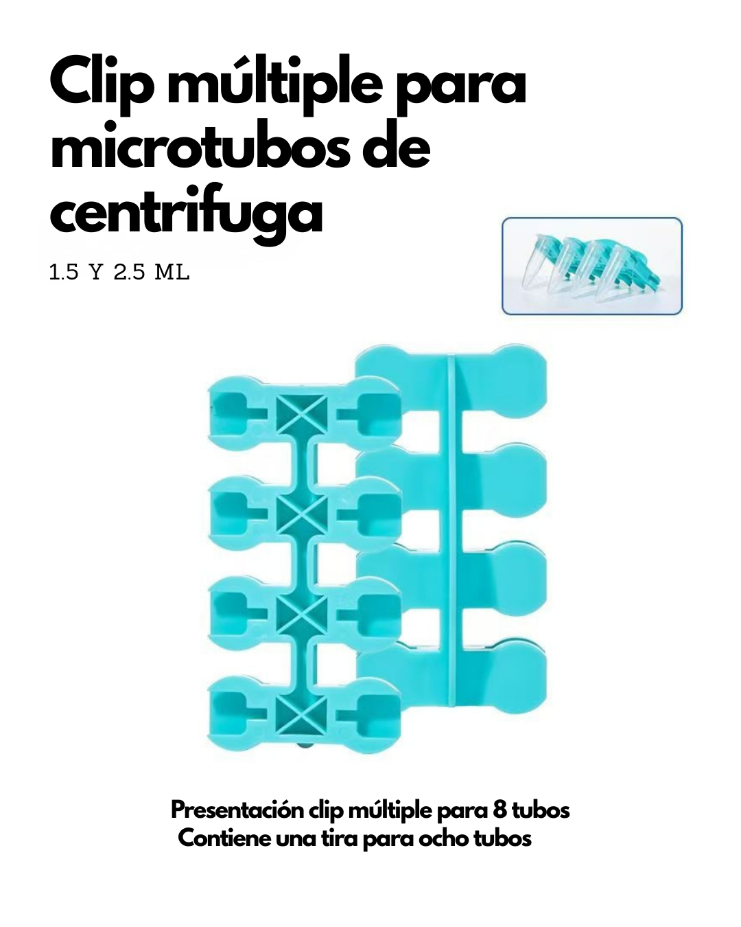 Clip Protector para Microtubos de Centrífuga 0.5, 1.5 y 2 mL | Seguro Antiexplosión Imagen principal del producto
