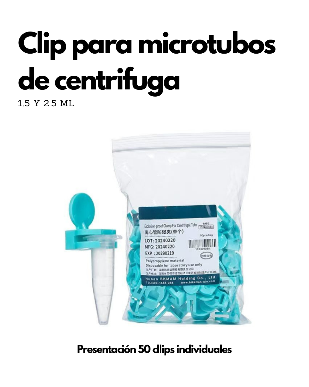 Clip Protector para Microtubos de Centrífuga 0.5, 1.5 y 2 mL | Seguro Antiexplosión