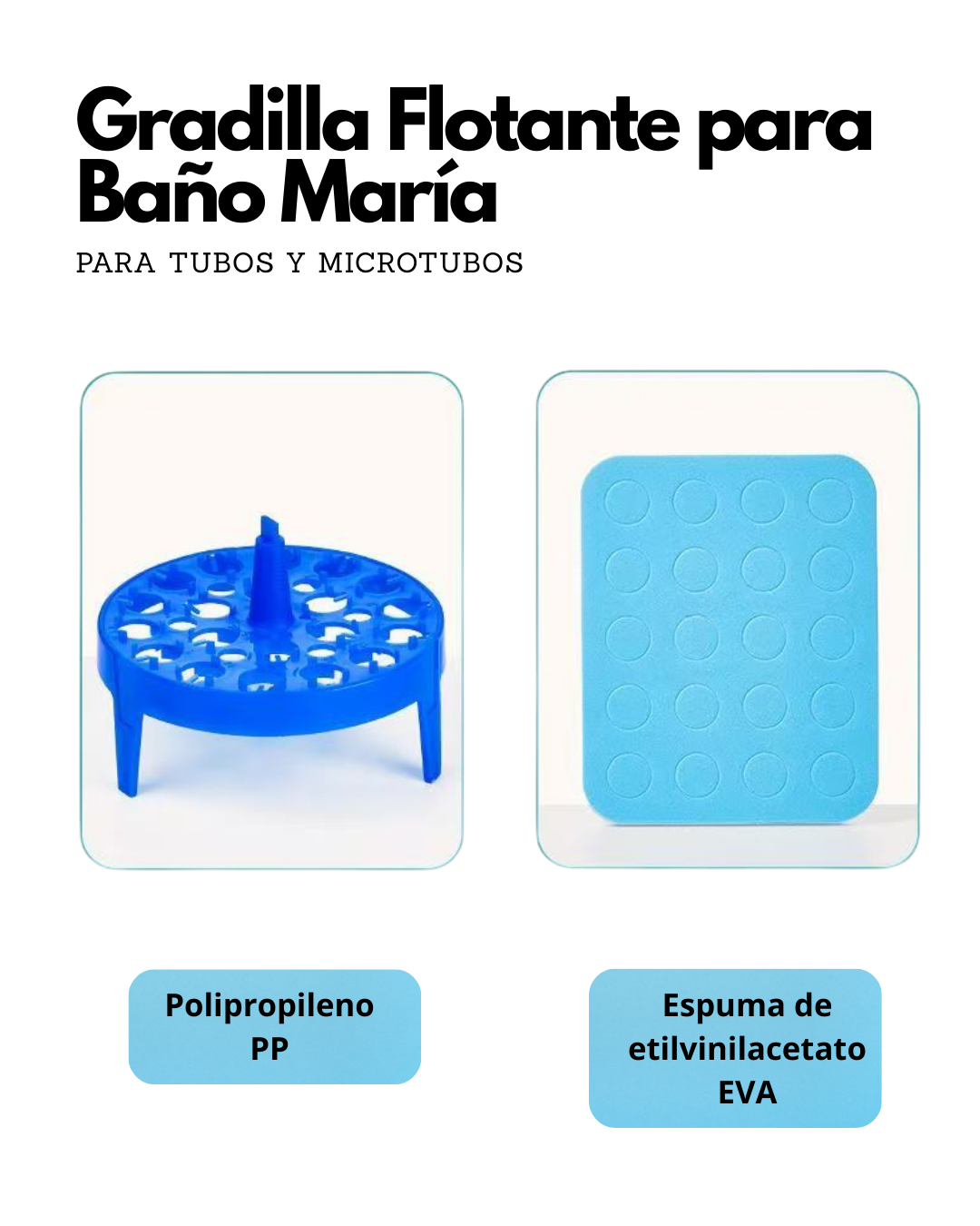 Gradilla Flotante para Baño María | Rack para Microtubos en PP y EVA