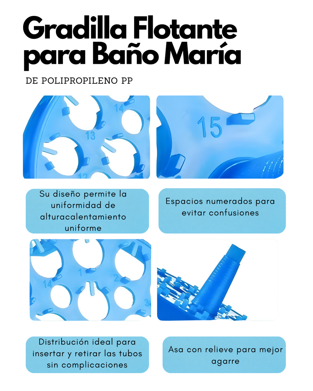 Gradilla Flotante para Baño María | Rack para Microtubos en PP y EVA