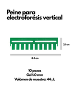 Peine para Electroforesis Vertical | 10 y 15 Pozos | Para Geles 0.75, 1.0 y 1.5 mm