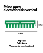 Peine para Electroforesis Vertical | 10 y 15 Pozos | Para Geles 0.75, 1.0 y 1.5 mm
