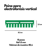 Peine para Electroforesis Vertical | 10 y 15 Pozos | Para Geles 0.75, 1.0 y 1.5 mm
