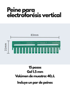 Peine para Electroforesis Vertical | 10 y 15 Pozos | Para Geles 0.75, 1.0 y 1.5 mm
