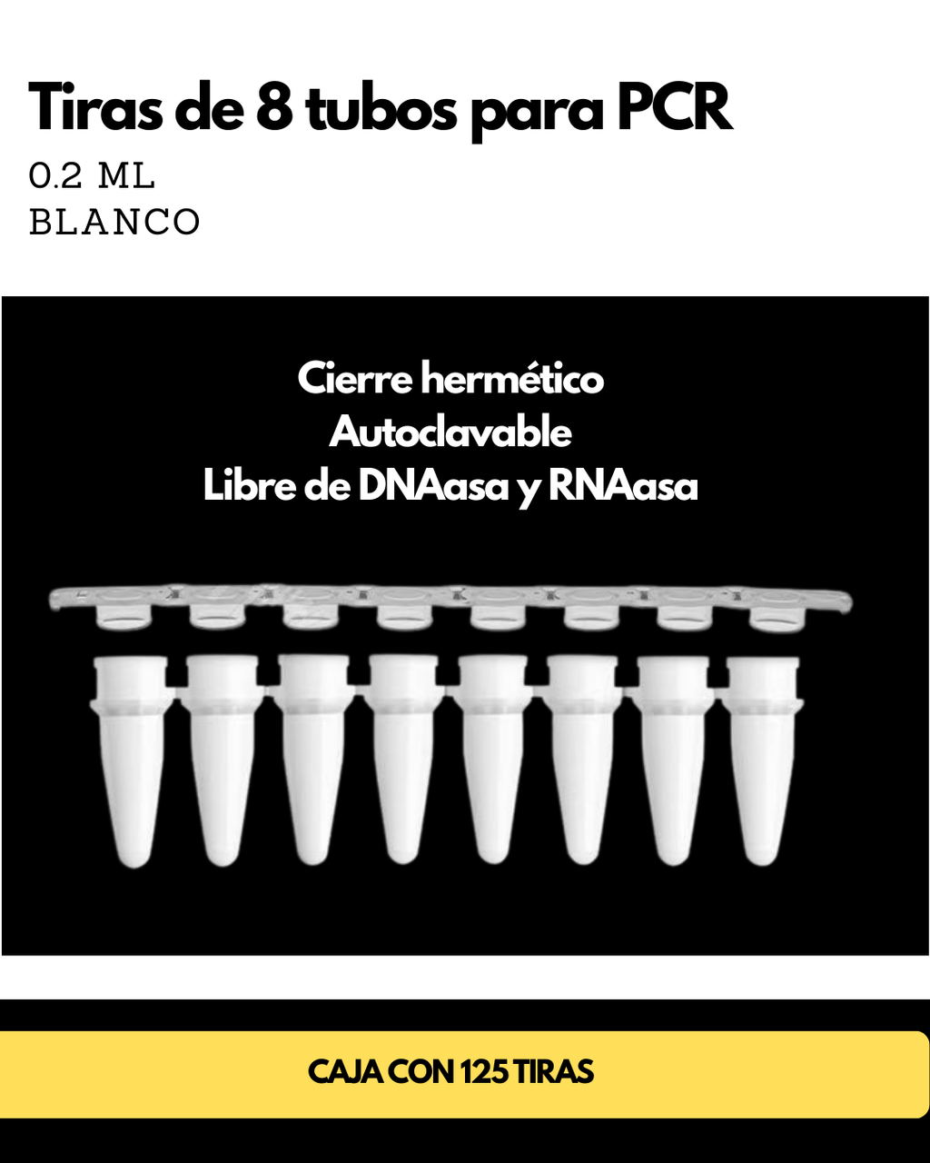 Tiras de 8 Tubos para PCR