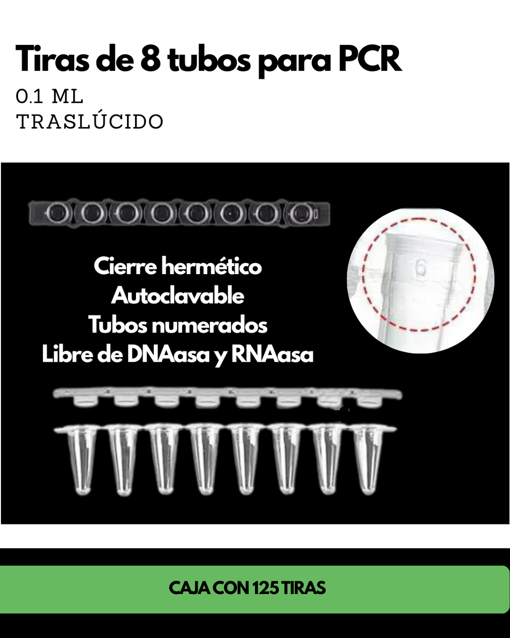 Tiras de 8 Tubos para PCR