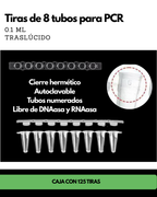 Tiras de 8 Tubos para PCR
