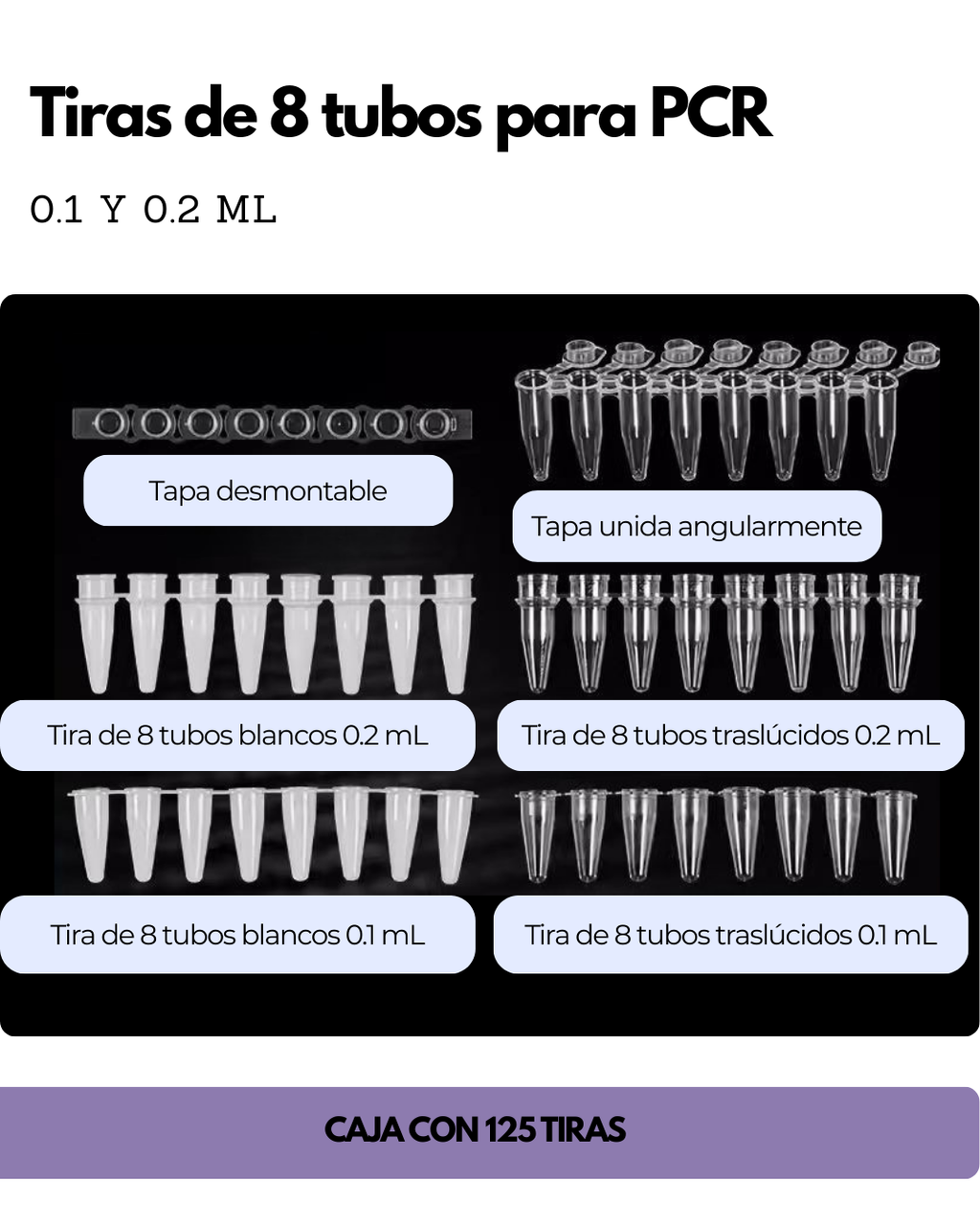 Tiras de 8 Tubos para PCR