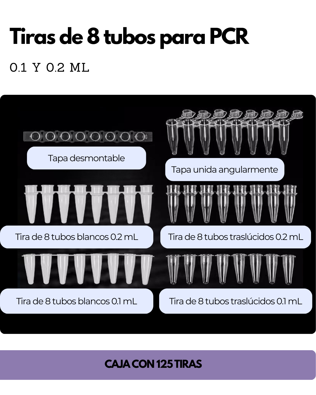 Tiras de 8 Tubos para PCR