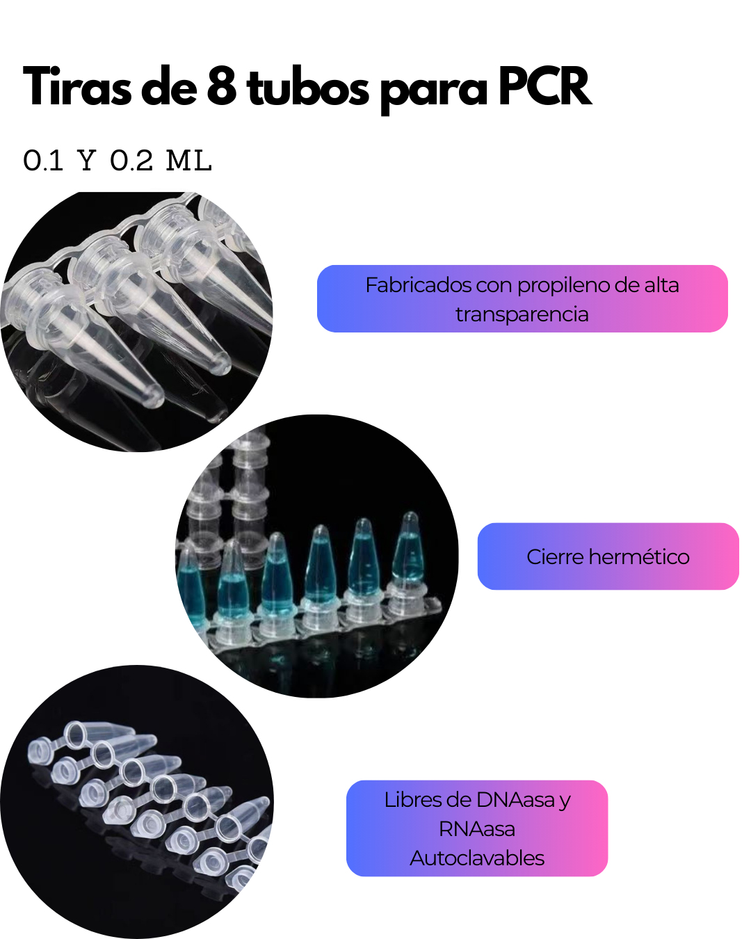 Tiras de 8 Tubos para PCR
